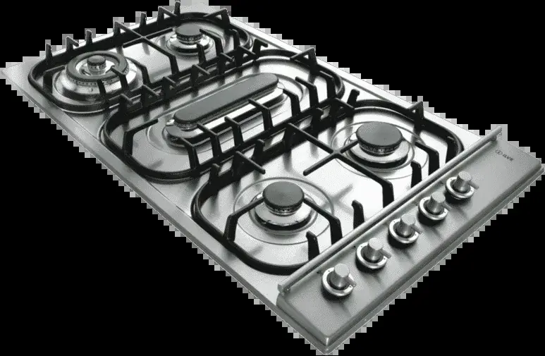 Stainless steel gas cooktop with five burners